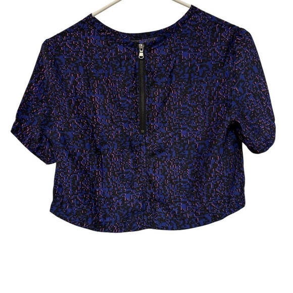 Silence + Noise UO Crop Top Purple, Black and Fuchsia Back Zip SM - Picture 2 of 8